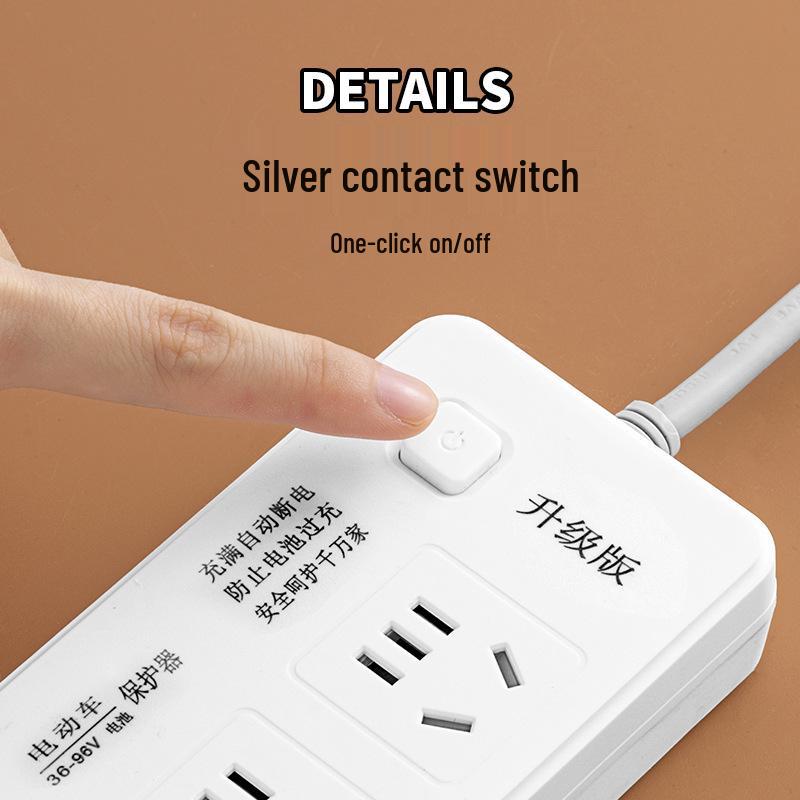 Smart Socket with Auto-Off Electric Vehicle Charging Protector – Anti-Overcharge Extension for E-Bikes