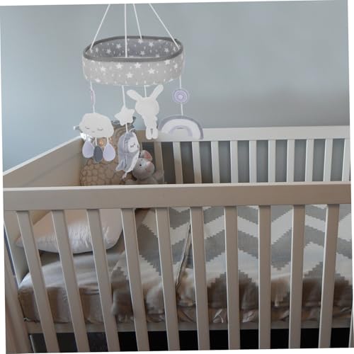 Crib Mobile with Cartoon Clouds Rainbow Rabbits Owl, Baby Nursery Decor, Newborn Soothing Toy, Musical Mobile for Infants