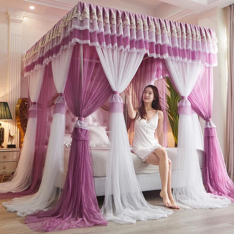 2024 Floor-Standing Double-Layer Palace Style Blackout Princess Mosquito Net with Three Doors