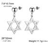  Star of David Stud Earrings Women Stainless Steel Silver Color Classic Six-pointed Star Earrings Jewish Amulet Jewelry