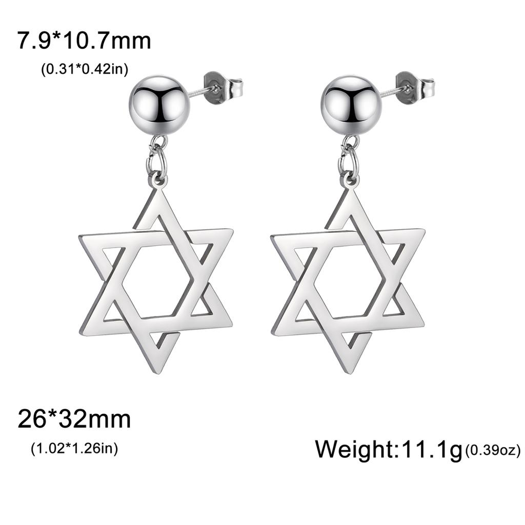 Star of David Stud Earrings Women Stainless Steel Silver Color Classic Six-pointed Star Earrings Jewish Amulet Jewelry
