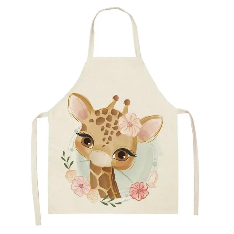 

Lovely Cartoon Rabbit Printed Kitchen Aprons for Women Kids Sleeveless Cotton Linen Cooking Cleaning Tools 38X47cm