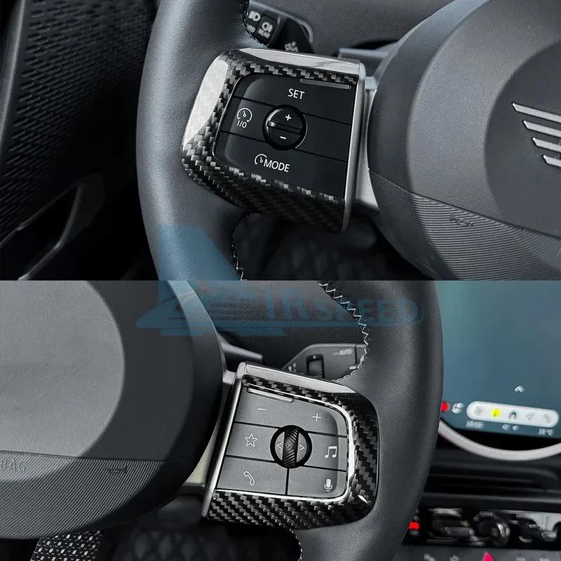 Dry Carbon Fiber For MINI Cooper S E SE J01 EV F65 F66 F67 J05 U25 Countryman 2024 Steering Wheel Button Frame Trim Sticker