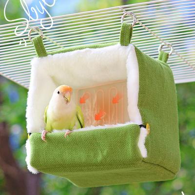 Pet Bird Parrot Cages with Heating Pad Warm Plush Hammock Hut Tent Bed Hanging Cave for Sleeping and Hatching Bird Accessories