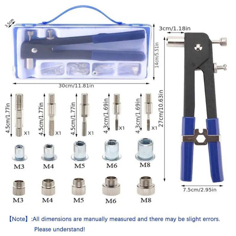 86Pcs with Metric Nuts Assortment Blind Hand Riveter Threaded Insert Rivet Tool  Home Furnishings