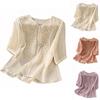 Damen Lässiges Mode Pullover Kurzarm Rundhals Besticktes Hemd Top