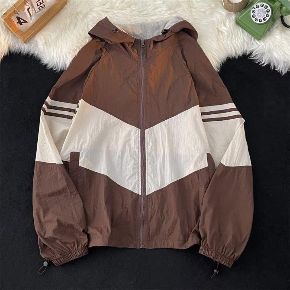 Loose Jackets Men Patchwork Windbreaker Coats Tracksuit Spring Autumn Cardigan  Autumn