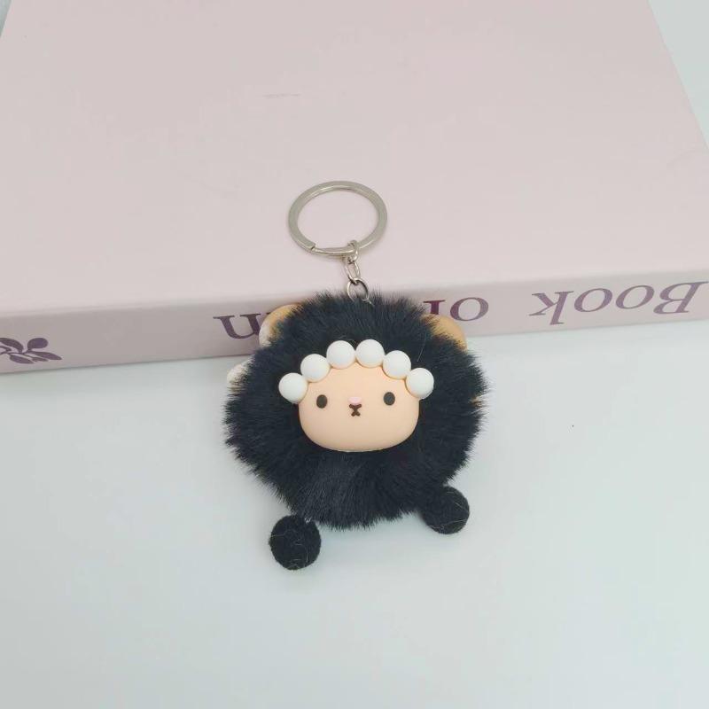 Creative plush cartoon sheep fur ball plush keychain pendant doll doll school bag pendant