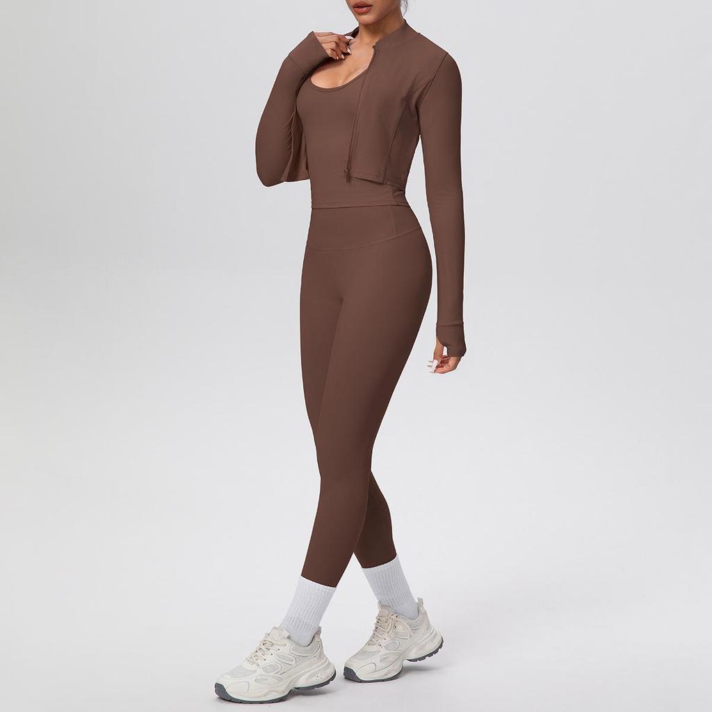 Women's Quick-Dry High-Waisted Sportswear 3-Piece Set: Breathable Yoga, Pilates, Running Fitness Outfit