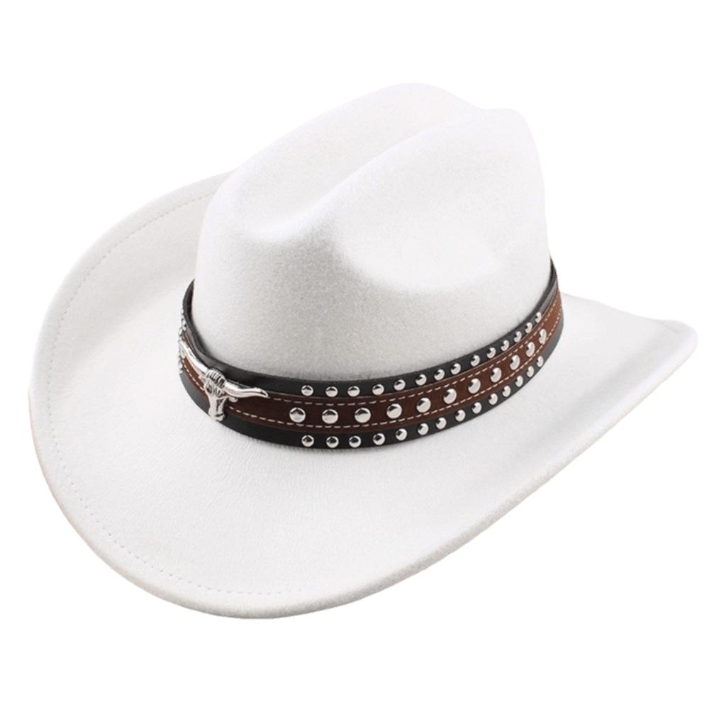 Wide Brim Western Cowboy Hat Rivet Riding Hat Vintage Felt Cowgirl Hat Festive Occasions