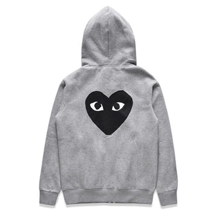 Unisex Hooded Sweatshirt with Small Black Heart Embroidery - Trendy Autumn/Winter Long Sleeve Plus Velvet.