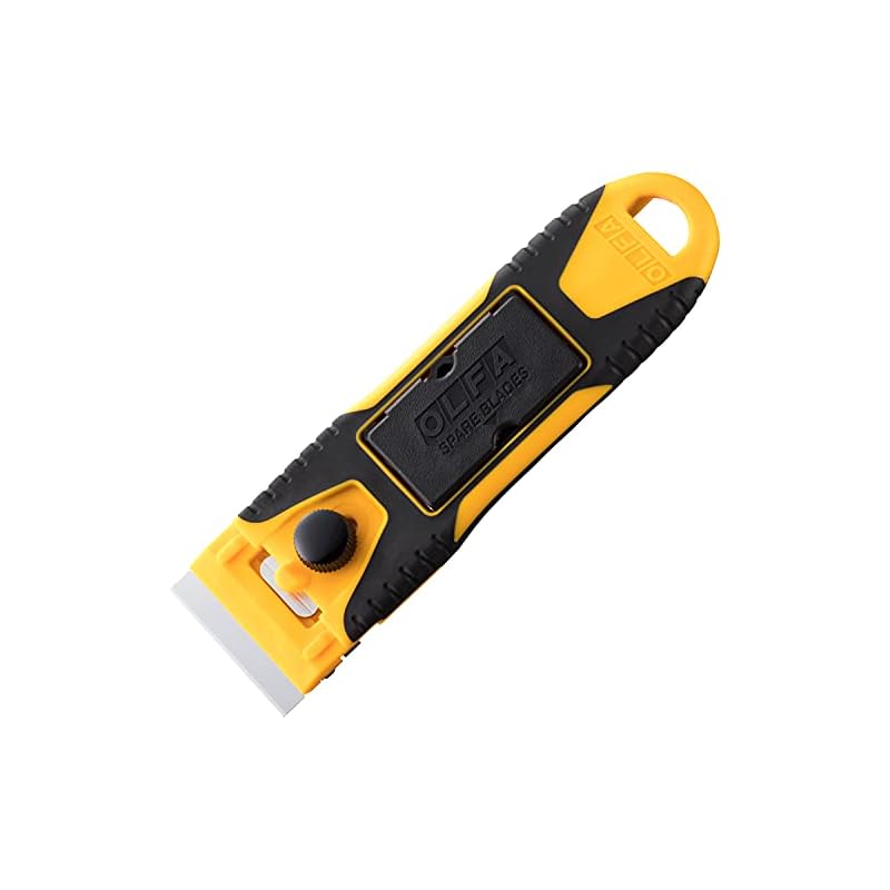 OLFA G Scraper Slim 232B Scraper, Single Blade Width, for Glass Surfaces, with Replacement Blade Storage Case and Blade Cover.