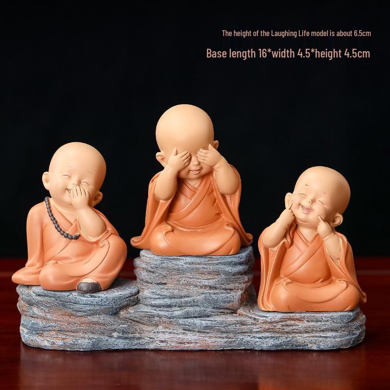 Handmade Cute Little Monk Resin Ornaments for Desktop Decoration