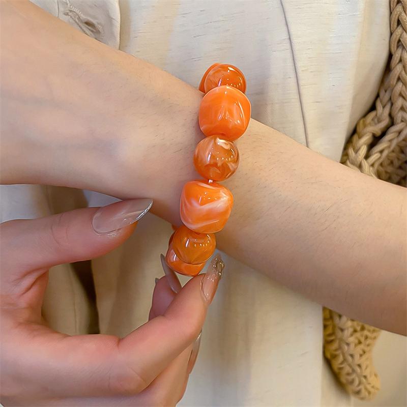 Acrylic Irregular Square Round Beaded Bracelets for Women Colorful Geometry Resin Bangles Simple Hand Jewelry Accessories