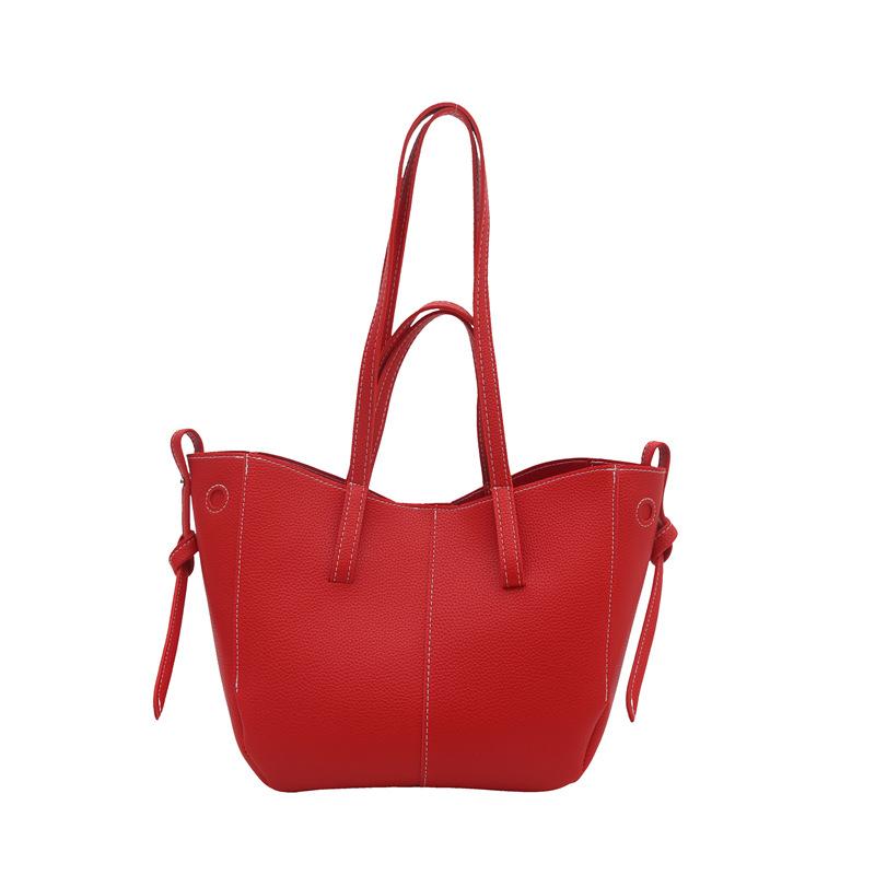 Chic Korean Style Faux Leather Tote Bag for Women, Spacious Structured Shoulder Handbag, Casual Commute Work Bag KTB