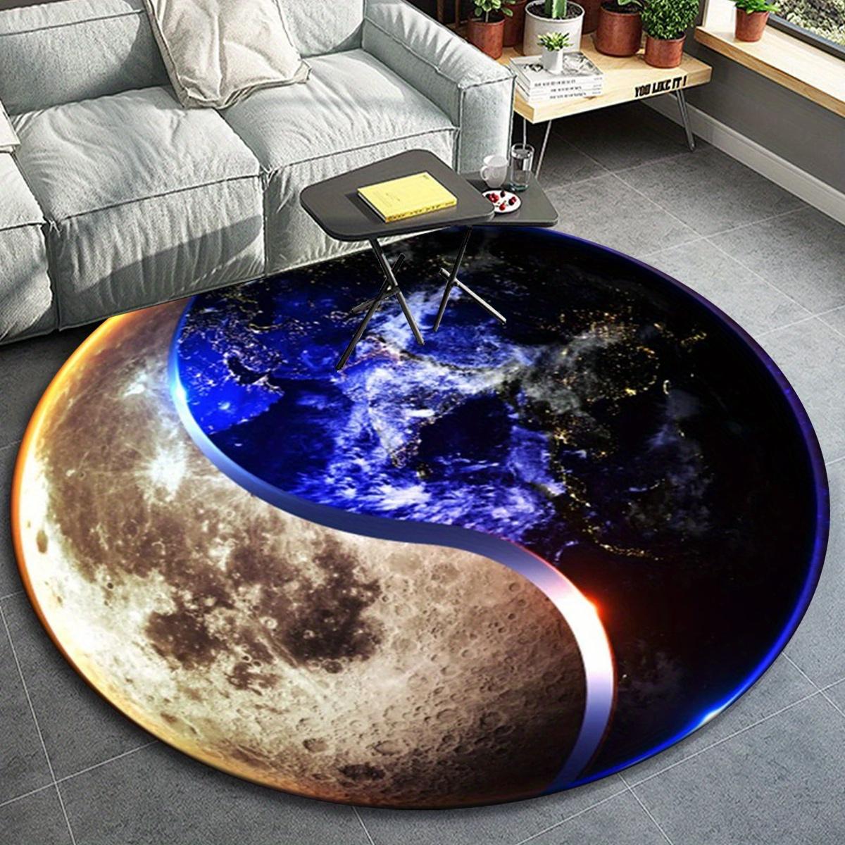 

1pc Creative lunar splicing Pattern Round Floor Mat, Non-slip for Living Room Bedroom Chair Carpets Home Decor Gifts, Home Decor Room Decor 80cm by 80cm