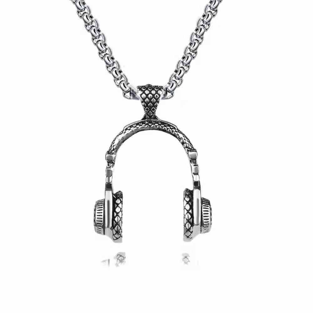 Korean Style Titanium Steel Earphone Necklace: Trendy Hip Hop Pendant for Men, Students & Kids