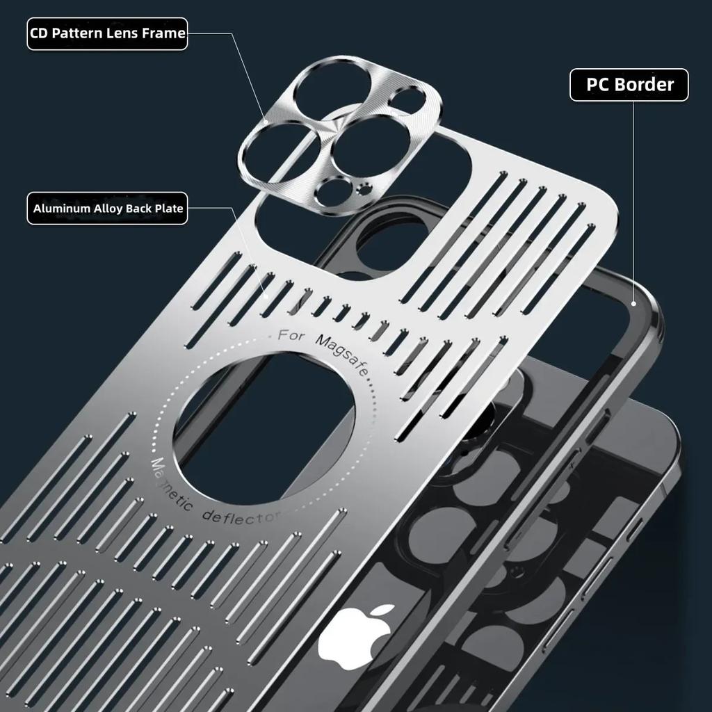 Dissipazione del Calore Magnetica in Metallo per Custodia per Per Iphone 14 16 Pro Max 13 12 1 Pro Foro Logo Copertura Ricarica Wireless