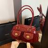 Vintage Motorcycle Bag, Women's Handbag, New Large Capacity Commuting Armpit Bag, Single Shoulder Boston Bag