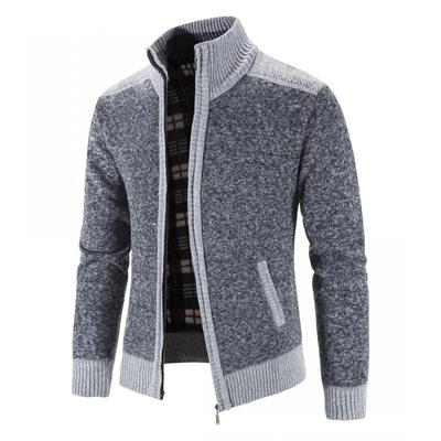 Masculino Plus Size Malhas Slim Fit Gola Alta Quente Cardigan Moda Casaco Suéter Patchwork Malha Cardigan Jaqueta