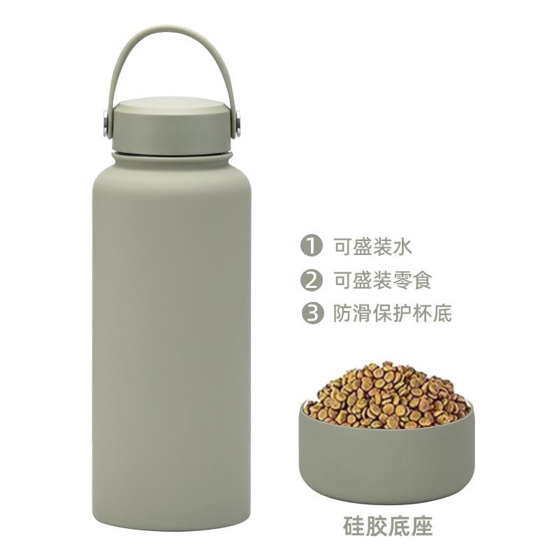 1L Large-Capacity Thermos Cup With Non-Slip Bottom, Portable Outdoor Sports Kettle, Frosted Water Cup