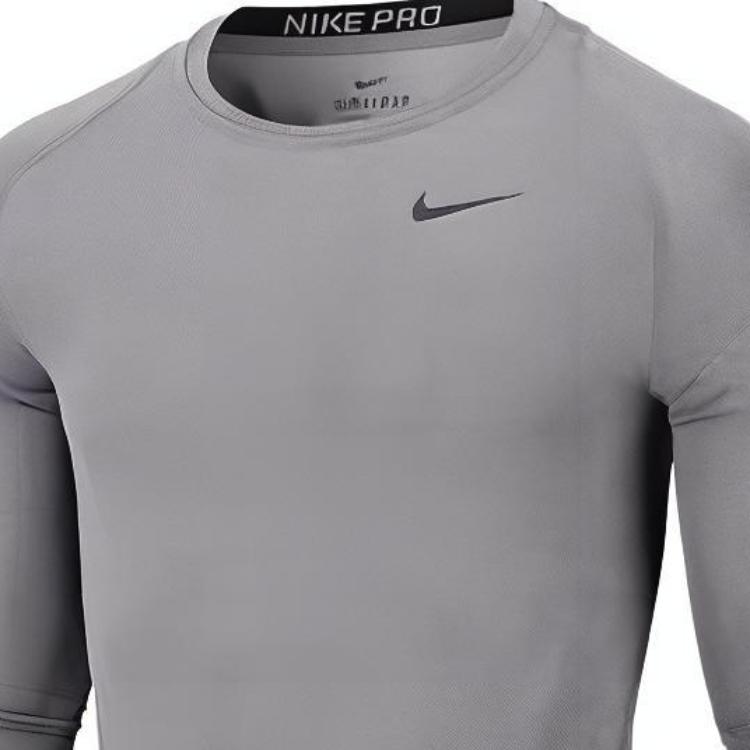 Nike Logo Print Solid Color Running Fitness Long Sleeve T-Shirt Men Tops Grey 933315-091