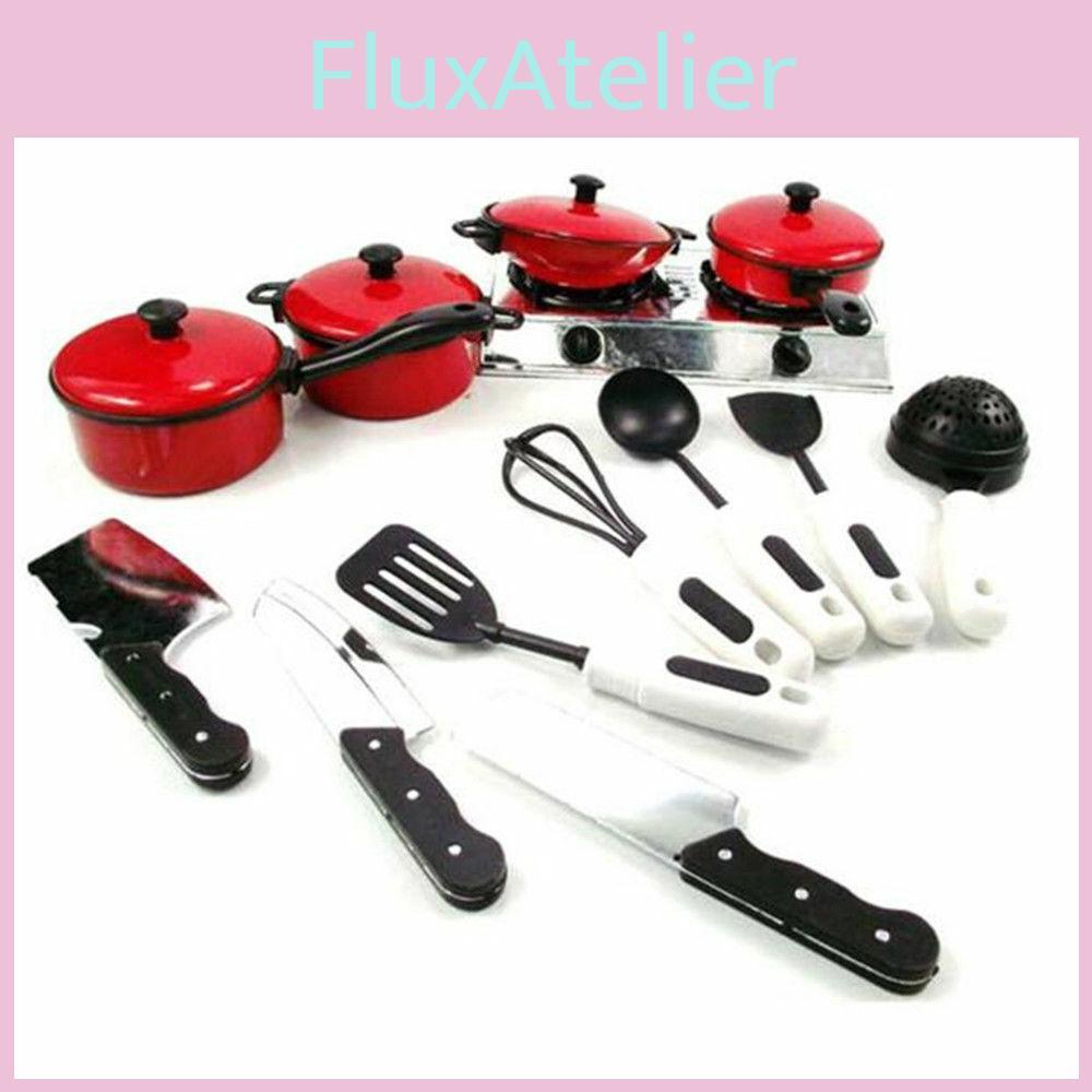 Delightful 13pcs Kid Play House Toy Kitchen Utensils Cooking Pots And Pans Set