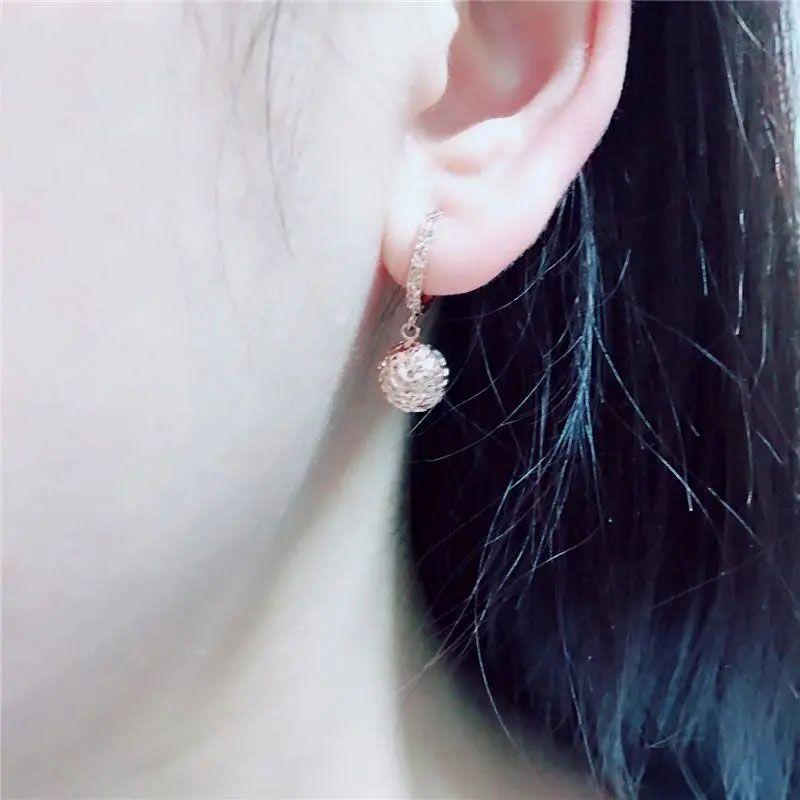 Exquisite Purple Gold Color Gold Hollow Ball Earrings Simple Korean Version Versatile Fashion Personalized Wind Plated Rose Gold Earrings