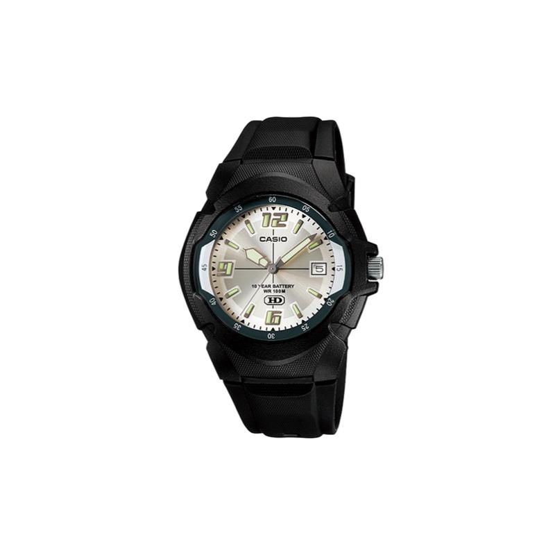 Casio YOUTH series-disc three-hand, ten-year power, classic pointer, date display, sports waterproof, quartz movement, resin strap, MW-600F-7A серебряный