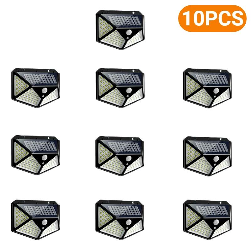 1-10Pcs 100 LED Solar Wall Lights Outdoor Solar Lamp PIR Motion Sensor Solar Powered Sunlight Street Light for Garden Light