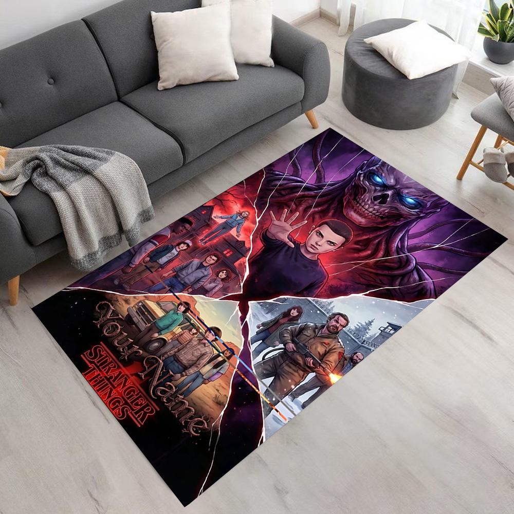 Stranger Things Customize Your Name Area Rug Perfect for Playrooms Decorate room Hallway Balcony Anti-slip Rug Anime Office Decor