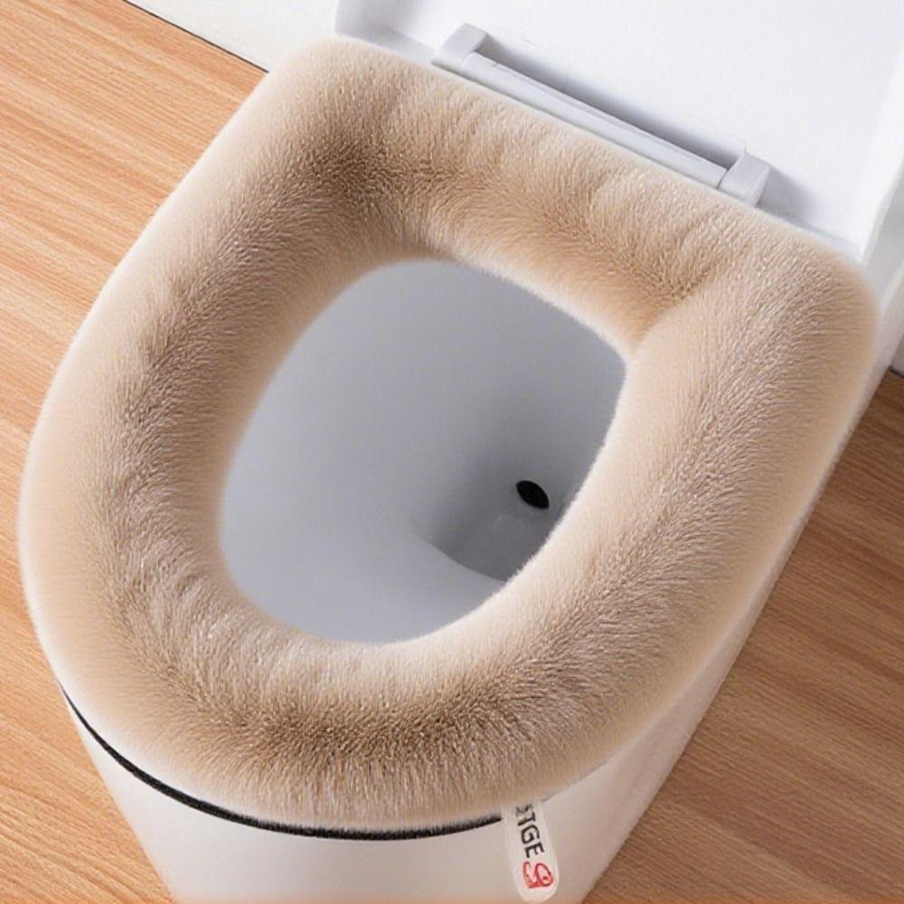 Zesílený potah na WC sedátko, teplý, s úchytem, polštářek na víko WC, omyvatelný, se zipem, potahy na WC sedátko, domácí potřeby