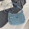 Vintage Denim Crossbody Bag Women's Multi-Pocket Single Shoulder Small Square Bag