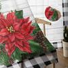 Winter Poinsettia Flower Vintage Sheer Curtains For Kids Bedroom Living Room Voile Curtains Xmas Kitchen Tulle Curtain