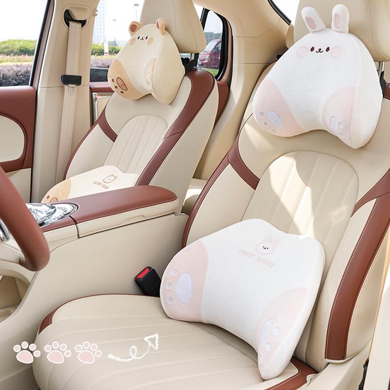 Cartoon car head pillow neck pillow plush car pillow neck pillow memory cotton comfortable car waist support four seasons