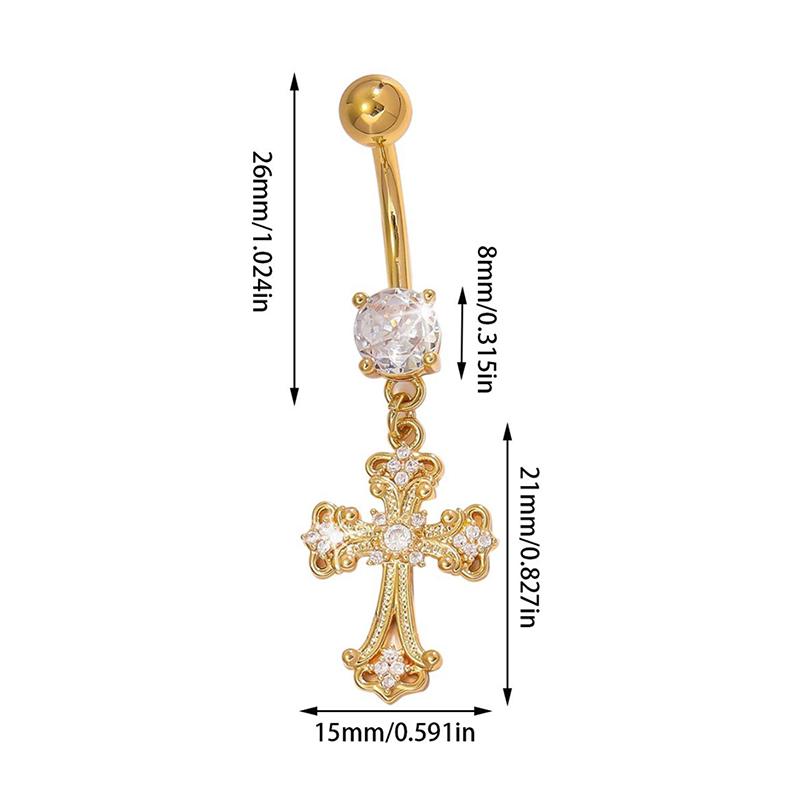 Personality Cross Pendants Navel Rings For Women Zircon Belly Button Nail Body Piercings Jewelry