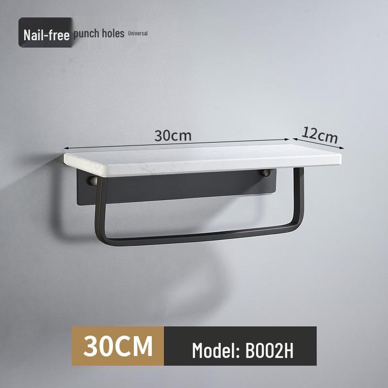 No-Drill Marble Bathroom Shelf and Towel Rack