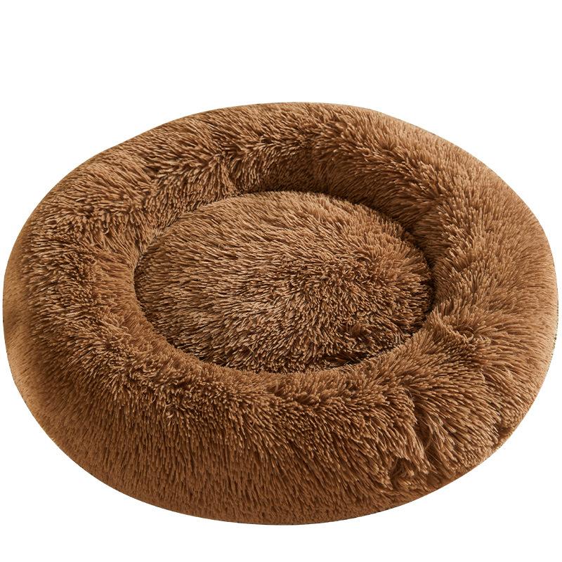 Зимний теплый пончик для кошек, домик для маленькой собаки, плюшевый коврик для будки, плюшевый домик для домашних животных S