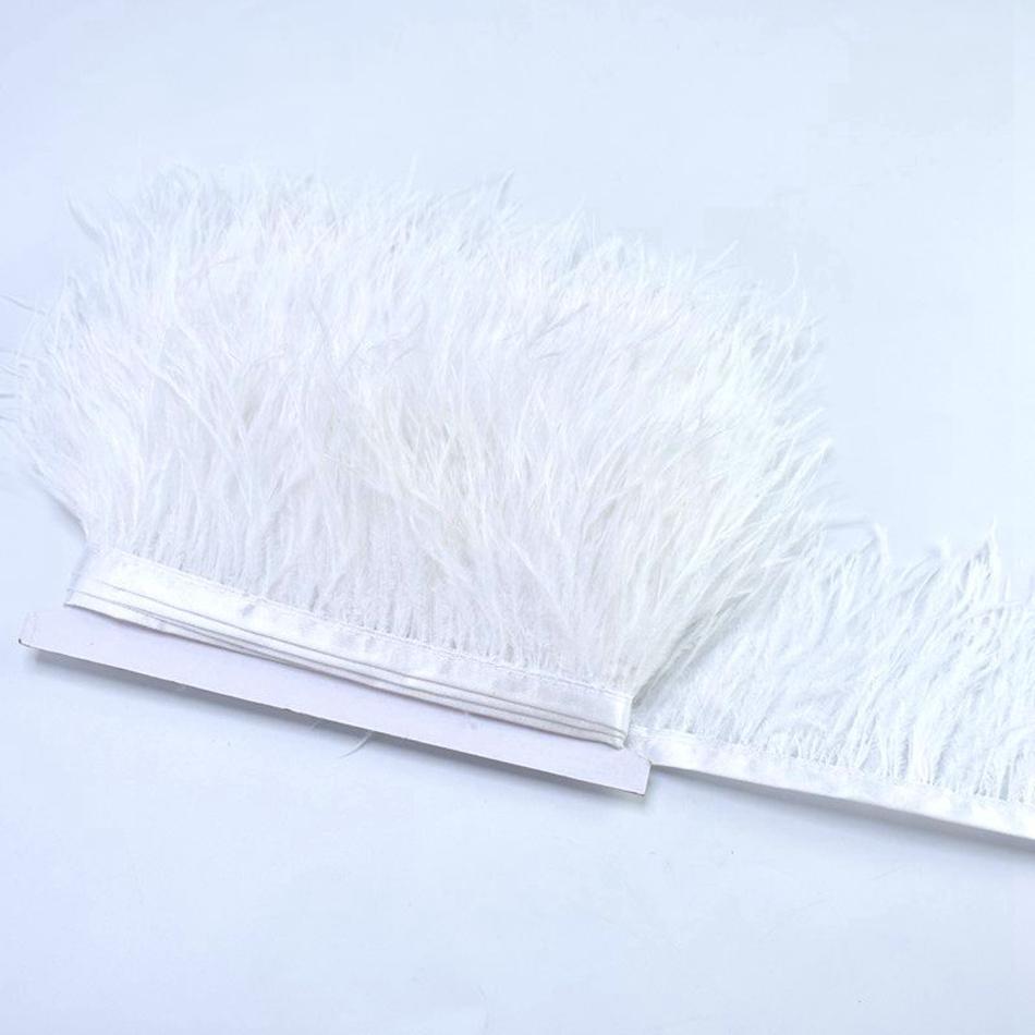 100Cm Natural Ostrich Feather Trim Ribbon Crafts Diy Boho Wedding Dresses Sewing White Plume Tape Party Home Decoration