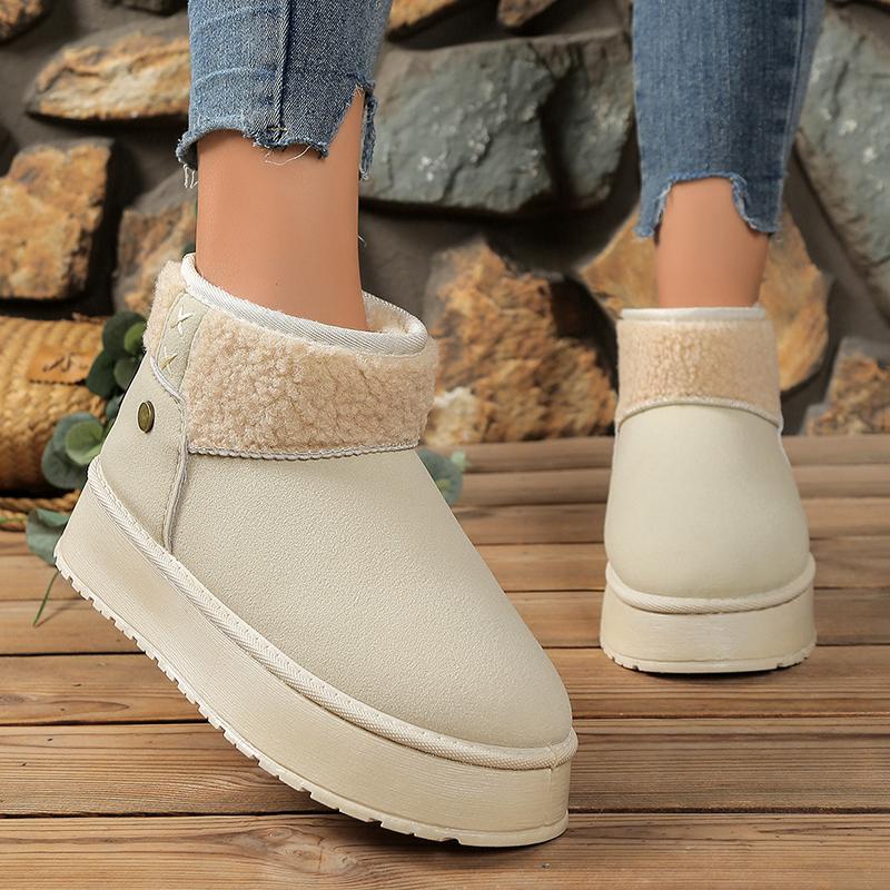 Women's Winter Plush Warm Snow Boots Outdoor Thick Sole Non Slip Cotton Padded Shoes Woman Fashion Faux Fur Platform Ankle Boots