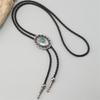 Turquoises Flower Pendant Bolo Tie Necklace For Men Women Cowboy Adjustable Leather Cord Necktie Casual Evening Wear