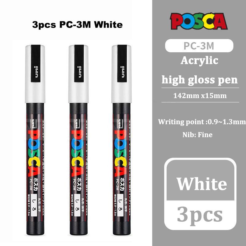 Posca Weißer Marker Pinsel, Permanent Wasserfest Ausbleichsicher Hochglänzend Markierstifte - Felsmalerei/Stofffarbe/Schuh Graffiti/Postergestaltung