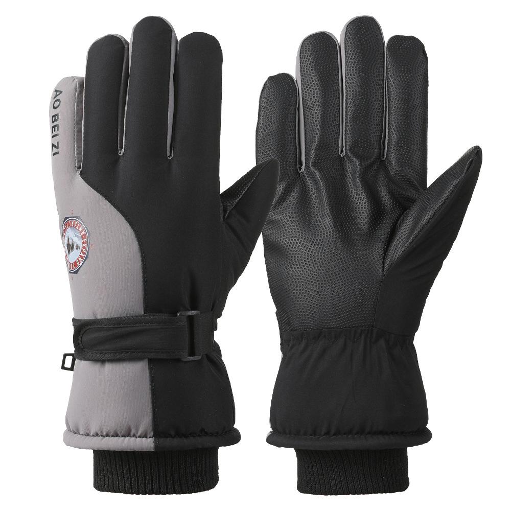 Ski Gloves for Men and Women Outdoor Winter Thickened Windproof Water Splashing Cold and Velvet Touch Screen Riding Warm Gloves