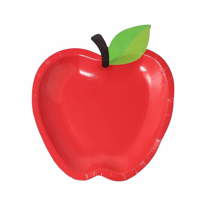 10PCS/Set Paper Plates Family Gatherings Party Supplies Funny Disposable Plates Portable Apple Shape Cute 16x18cm