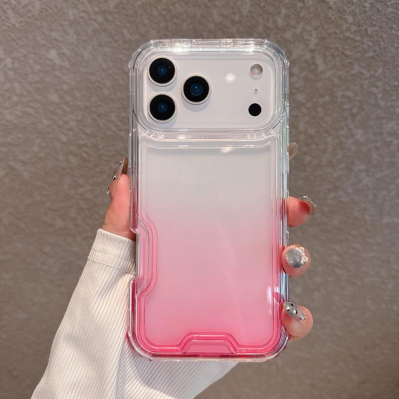 2in1 Gradient Transparent Phone Case For iPhone 17 Air 16 15 14 Plus 13 12 11 Pro Max Shockproof Bumper Hard Back Cover
