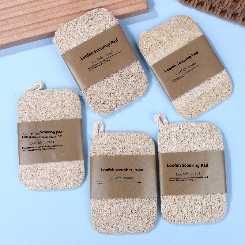 1/5/10Pcs Natural Loofah Sponge For Kitchen Cleaning Biodegradable For Kitchen Cleaning Removal Scouring Pads