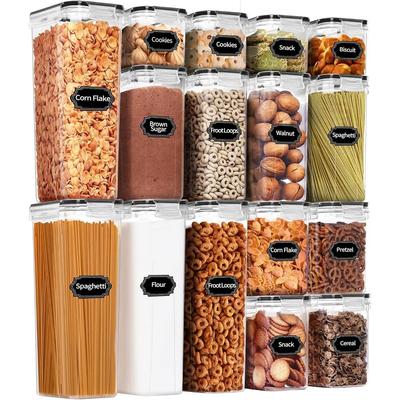 Set Containere Alimentare Etanșe, 16 Buc. Plastic Fără BPA, Cutii pentru Alimente Uscate Ideale pentru Organizarea și Depozitarea Cămării de Bucătărie