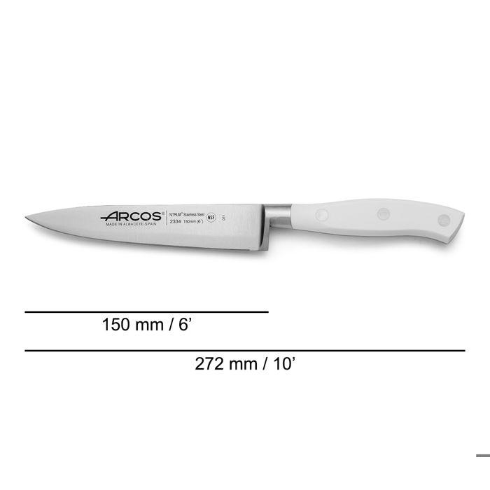 Couteau À Découper Forgé Lame 15cm Riviera White Arcos - Acier Inoxydable - Coupe