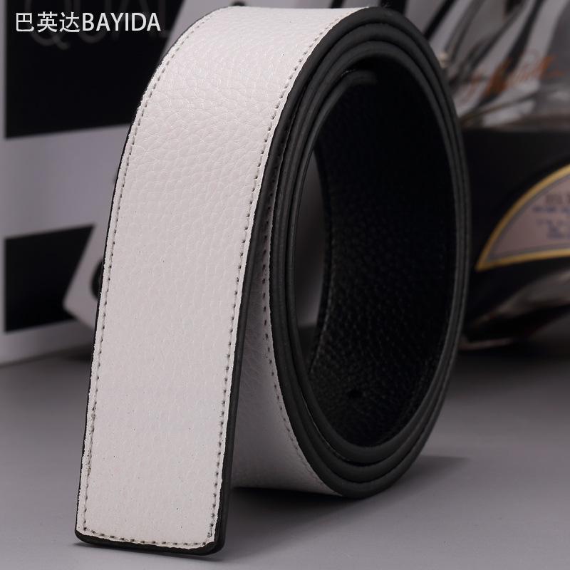 

Meimeier No head belt, men s leather belt, men s smooth buckle belt, men s pure cowhide trouser belt 125cm