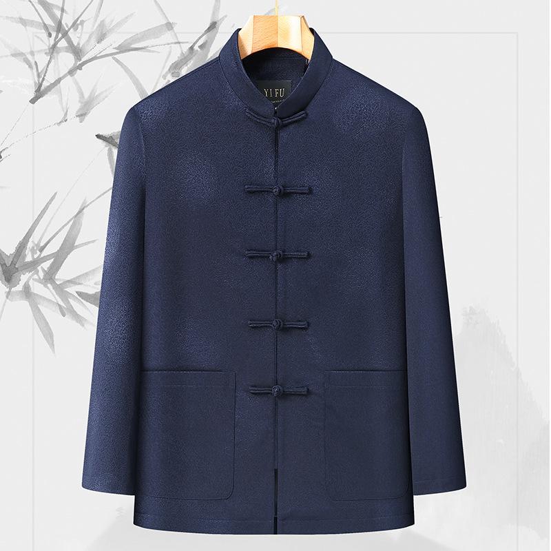 Autumn and Winter Men's Long-sleeved Casual Jacket Middle-aged and Elderly Dad Retro Tang Style Chinese Style Jacket